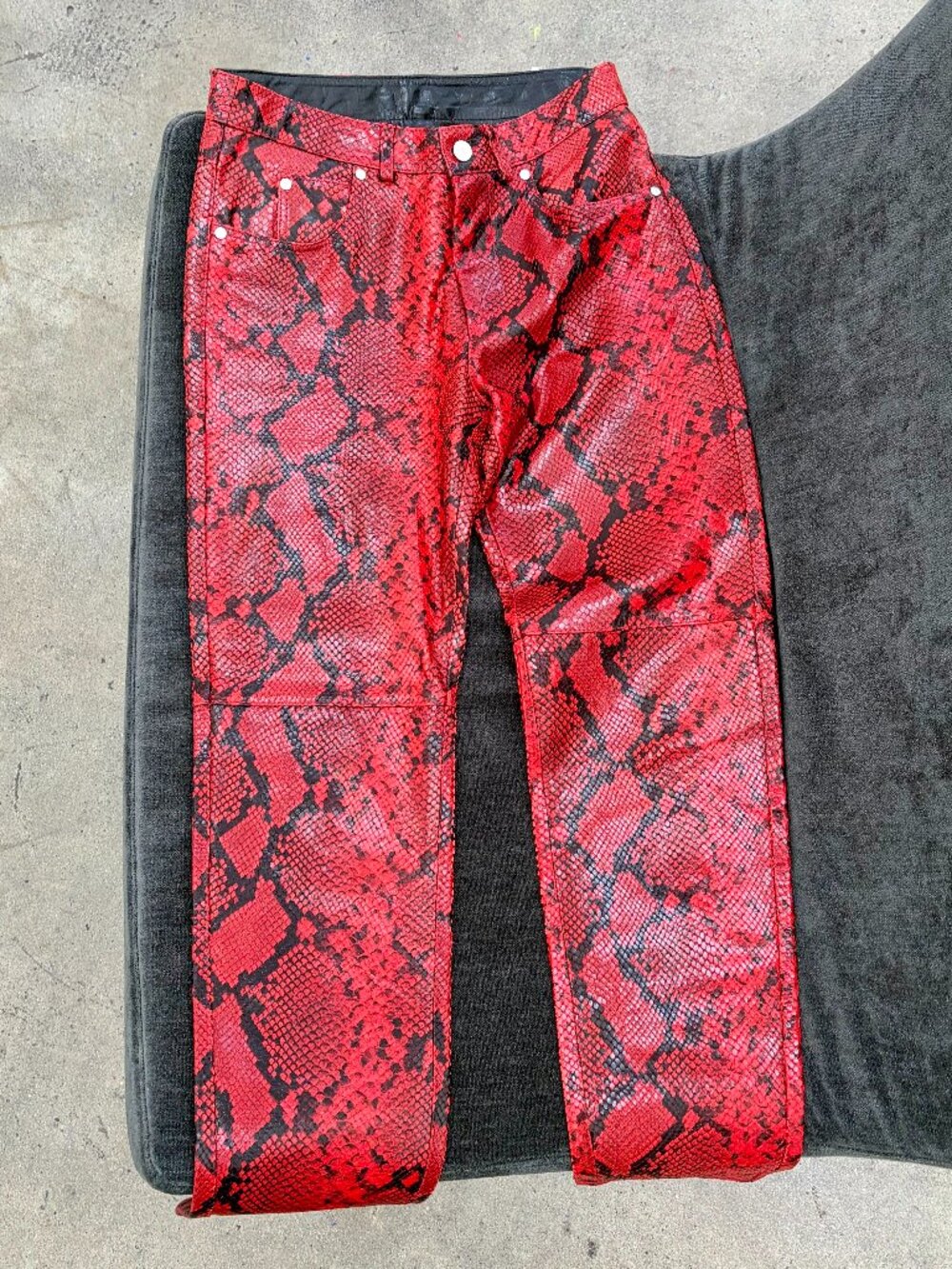Y2K Alexander Wang x H&M Studio Genuine Python Leather Pants Red S26